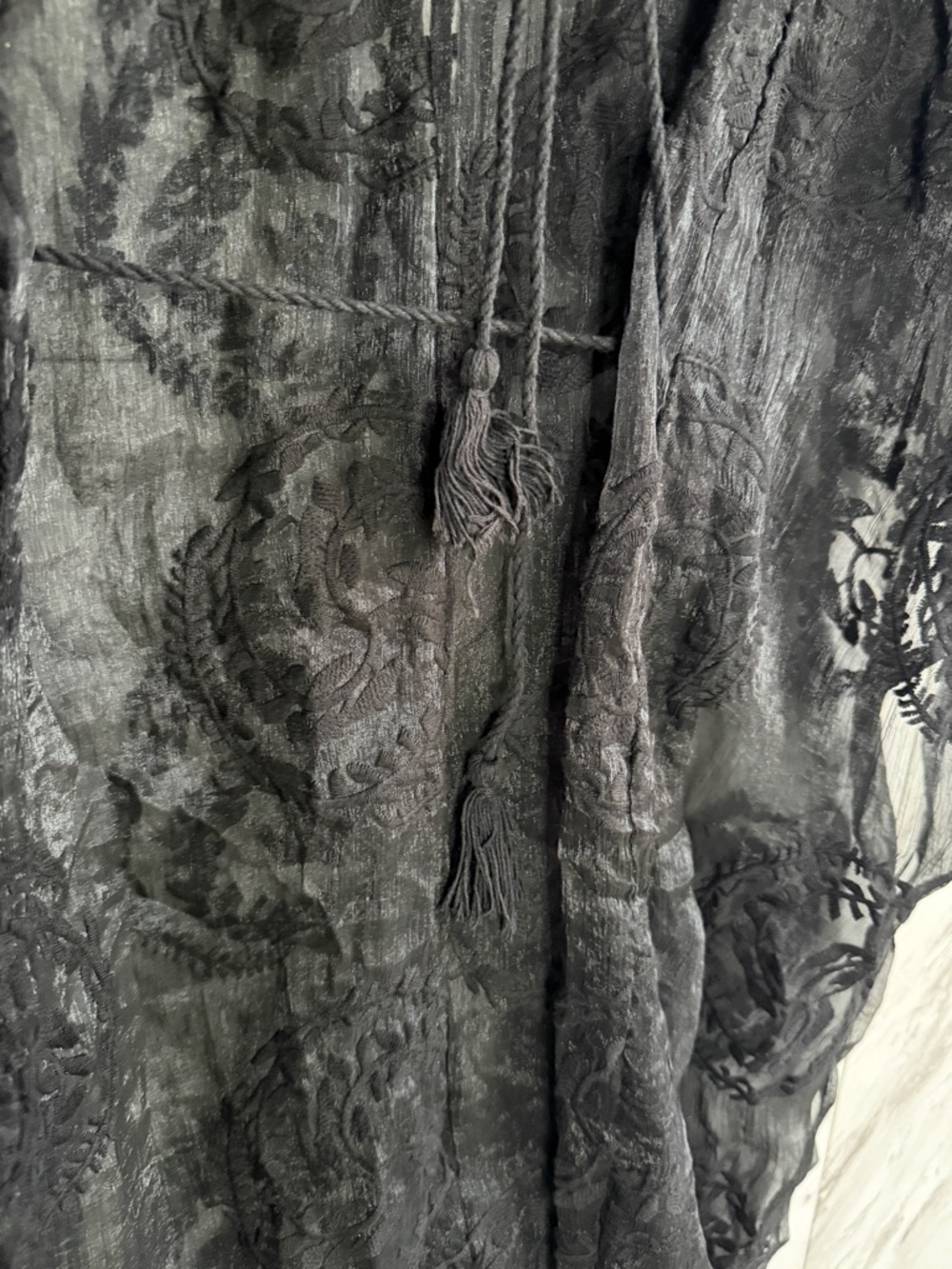 Lord & Taylor Design Lab Sheer Embroidered Black Maxi Duster SZ S - Picture 6 of 8